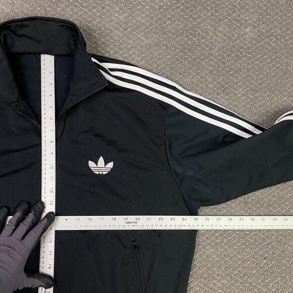 Vintage Y2K 2000s Adidas Track Jacket Men's XL Black 3 Stripes Trefoil Firebird - Picture 10 of 12